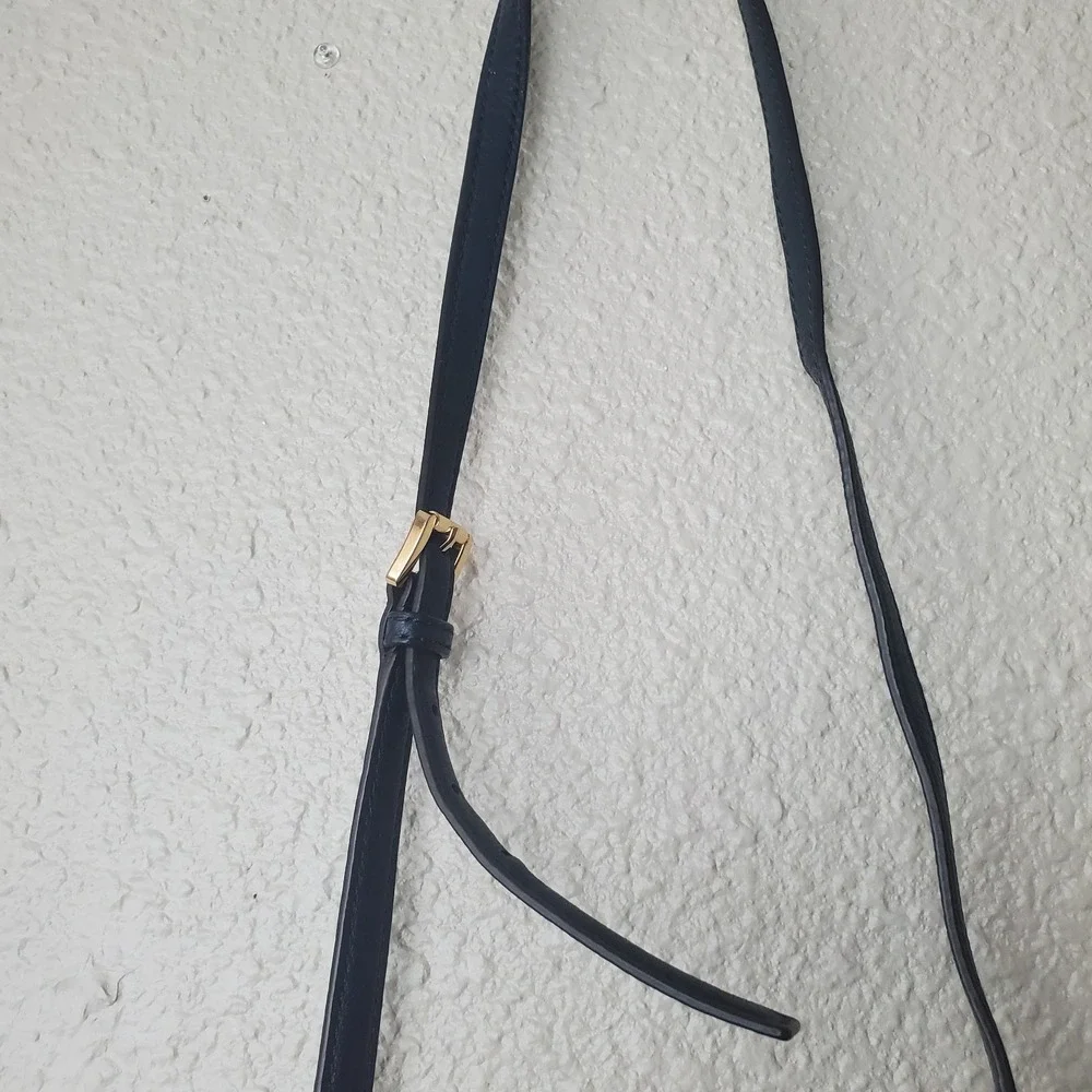 Michael Kors medium casual black and gold leather chain and buckle crossbody bag